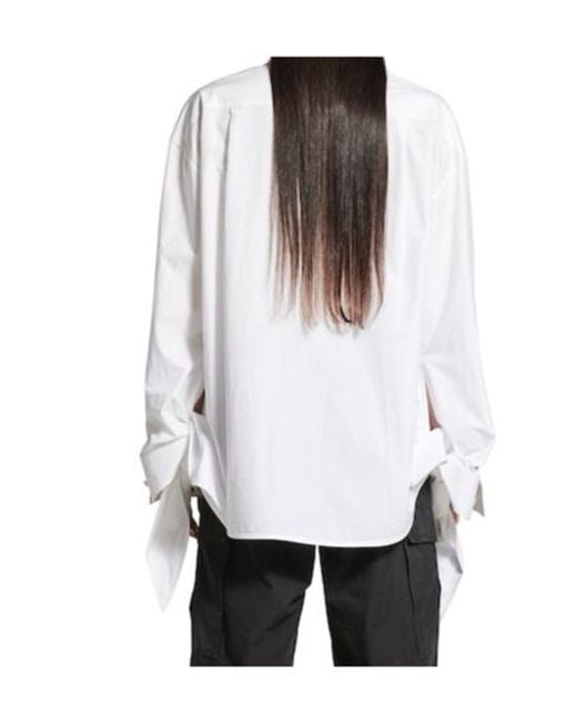 Balenciaga White Knotted Cuff Blouse