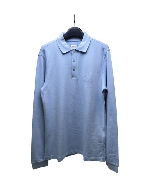 Armani Collezioni Blue Logo Lapel Polo Shirt for men