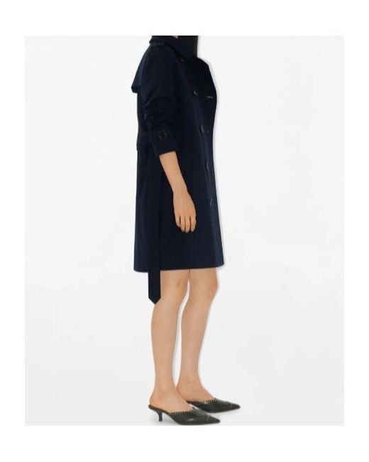 Burberry Blue Mid-Length Kensington Heritage Trench Coat