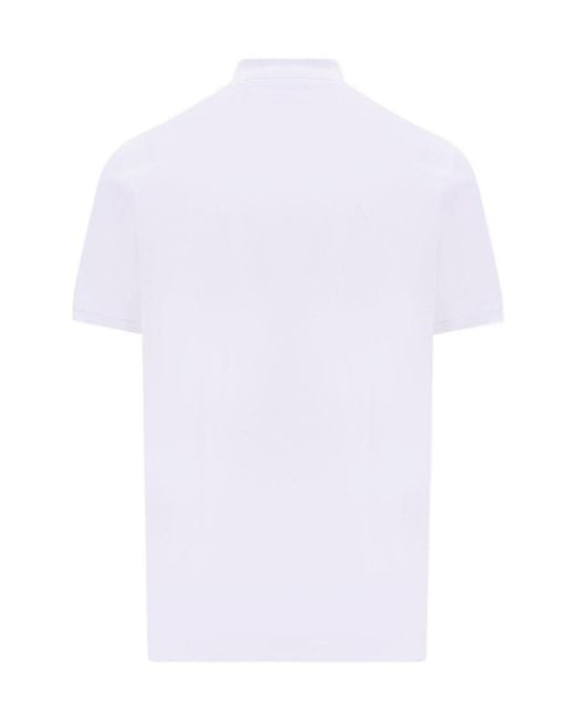Ferrari White Button-Down Collar Polo Shirt for men