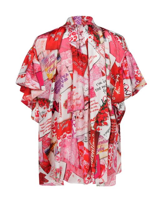 Balenciaga Red Bow Neckline Blouse
