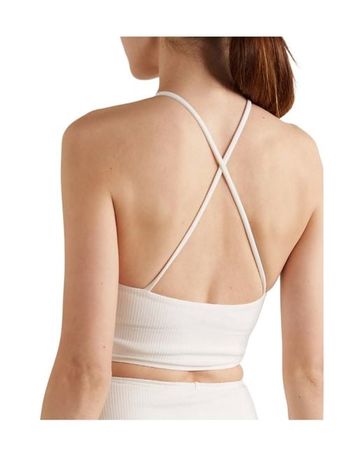 Marysia Swim White Steffi Scalloped Stretch Recycled-Seersucker Sports Bra