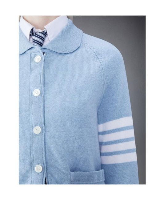 Thom Browne Blue Peter Pan-Collar Virgin-Wool Cardigan