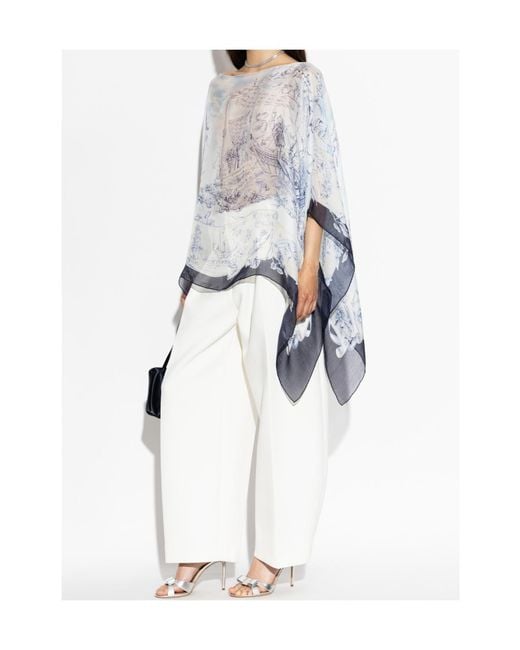 Ferragamo Gray Floral Pattern Shawl