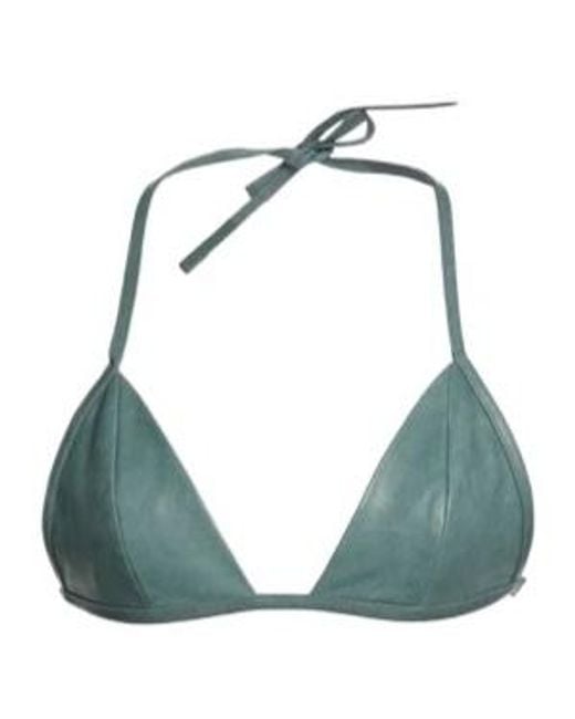 Rick Owens Green Solid-Color Sleeveless Leather Crop Top
