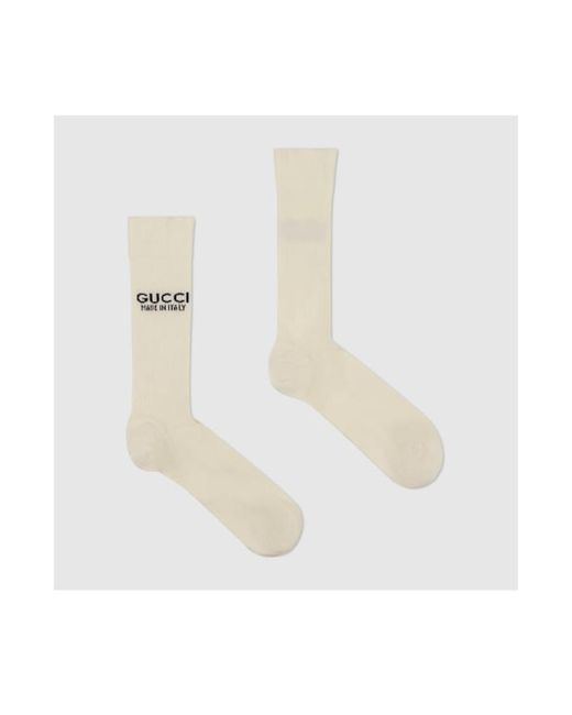 Gucci White Jacquard Knit Socks for men