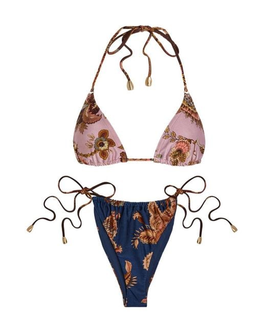 Zimmermann Blue Aster Spliced Printed Bikini