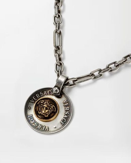 Versace White Medallion Pendant Necklace for men