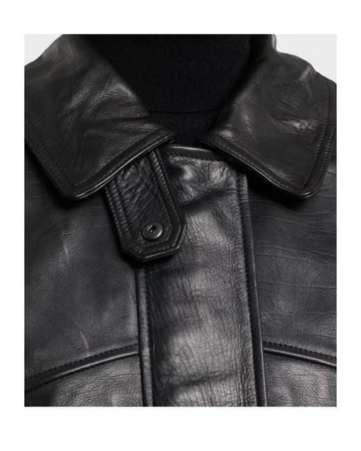 Agolde Black Zippered Long-Sleeved Leather Jacket