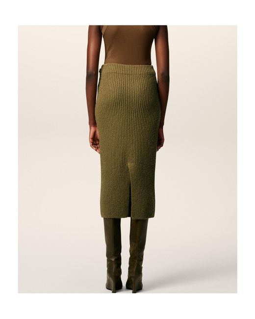 AMI Green Wool Straight Skirt