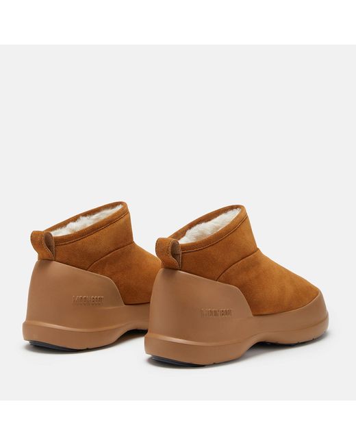 Moon Boot Brown Luna Suede Low-Top Snow Boots