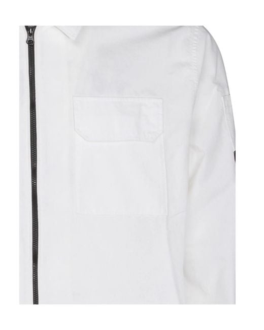 C P Company White Zipper Casual Jacket for men