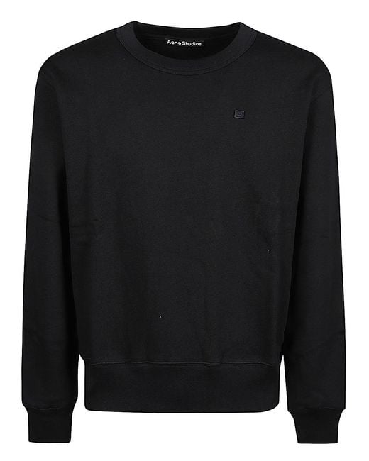 Acne Black Face Logo Patch Jersey Sweatshirt for men