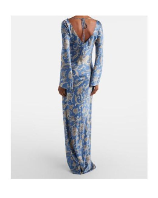 Veronica Beard Blue Ember Printed Silk-Blend Maxi Dress