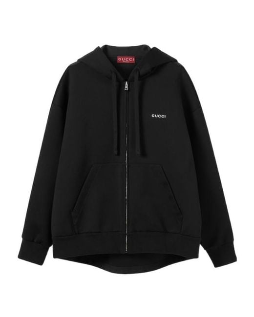 Gucci Black Logo Detailed Zip-Up Sweatshirt