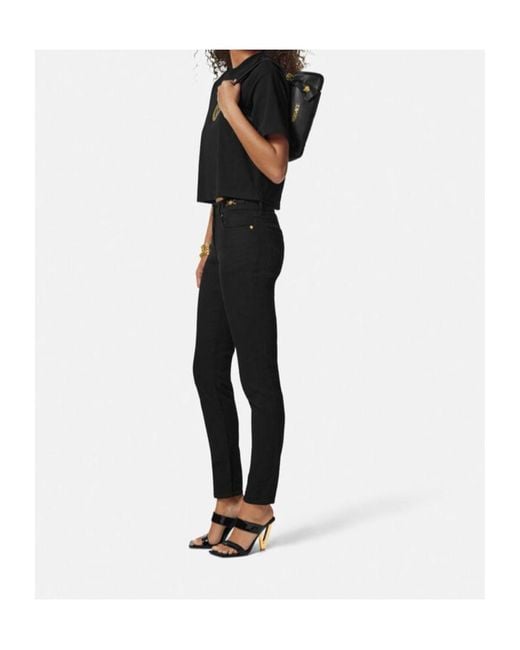 Versace Black Logo-Lettering Zipped Shoulder Bag