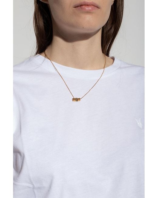 Ferragamo White Ferragamo Vara Bow Pendant Necklace