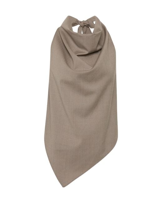 St. Agni Brown Wool Cowl Backless Top