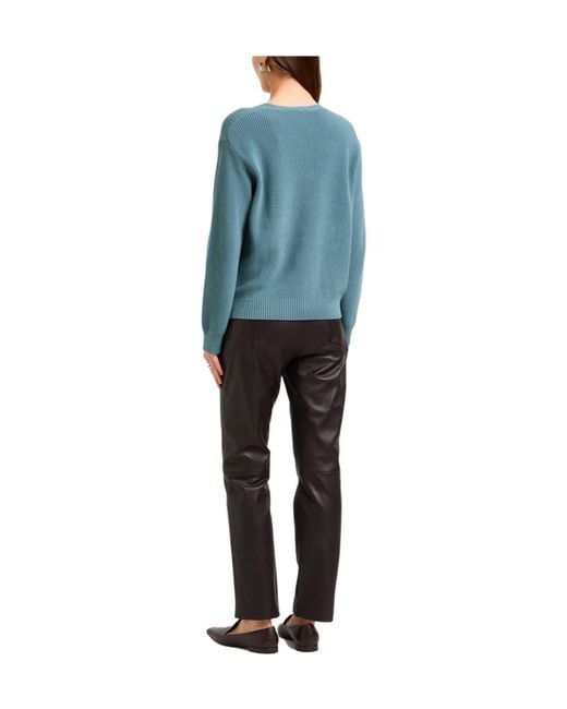 Max Mara Blue Solid Knit Cardigan