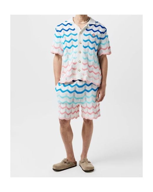 Casablanca Blue Gradient Wave Crochet Shirt for men