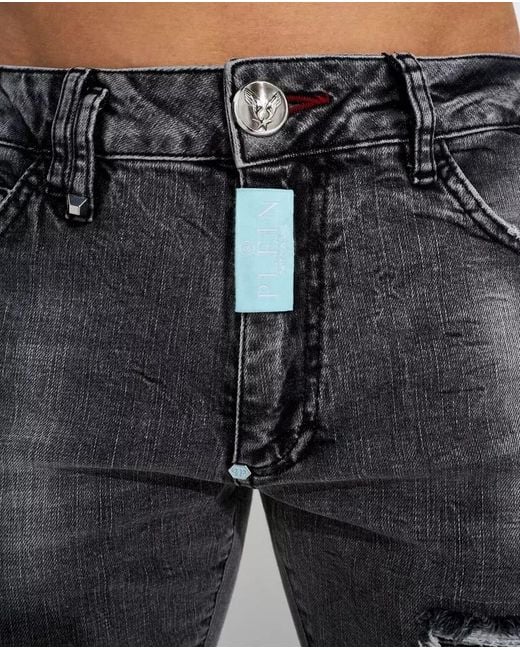 Philipp Plein Gray Belt-Loop Jeans for men