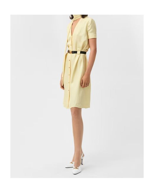 Versace Metallic Greca-Jacquard Midi Shirt Dress