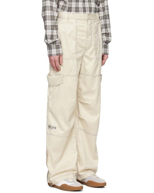 Acne Natural Logo Patch Cargo Trousers for men