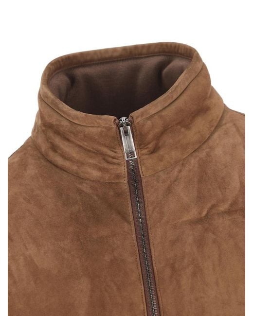 Zegna Brown Zipped Jacket for men
