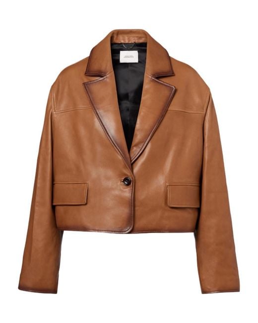 Dorothee Schumacher Brown Cropped Leather Jacket