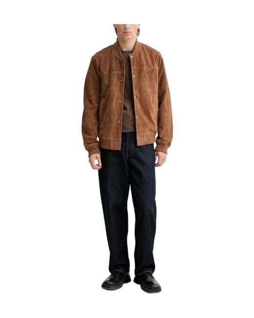 AllSaints Brown Buttoned Leather Jacket for men