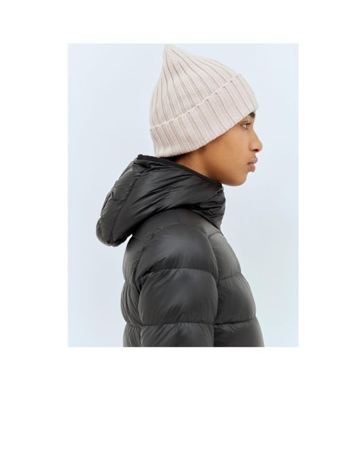 Moncler White Logo Patch Ribbed Beanie