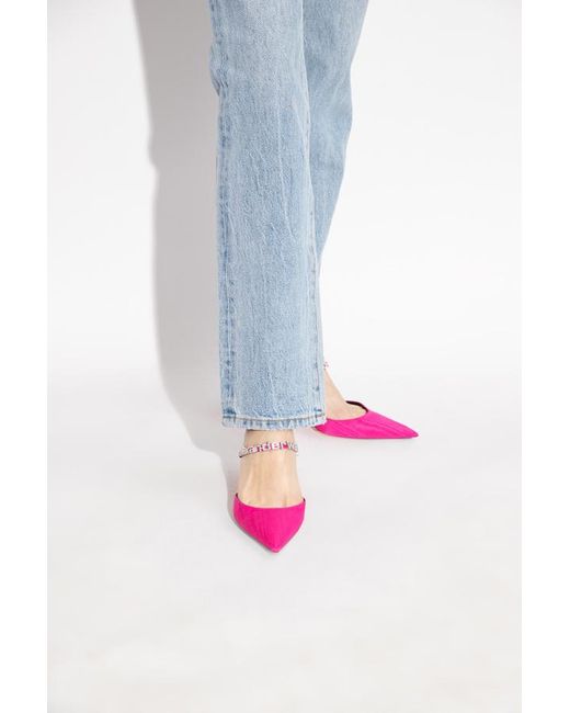 Alexander Wang Pink Delphine 65Mm Embellished Mules