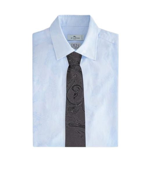 Etro White Silk Jacquard Tie With Paisley Motif for men