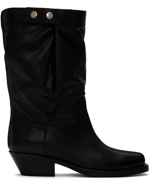 Isabel Marant Black Ademe Square Toe Biker Boots