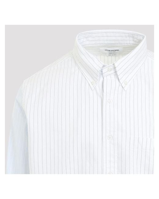 Thom Browne White Stripe Panel Button-Down Shirt for men