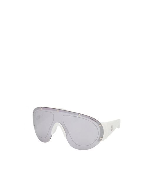 Moncler White Logo-Plaque Oversize-Frame Sunglasses for men