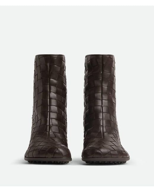 Bottega Veneta Brown Intrecciato Atomic Ankle Boots