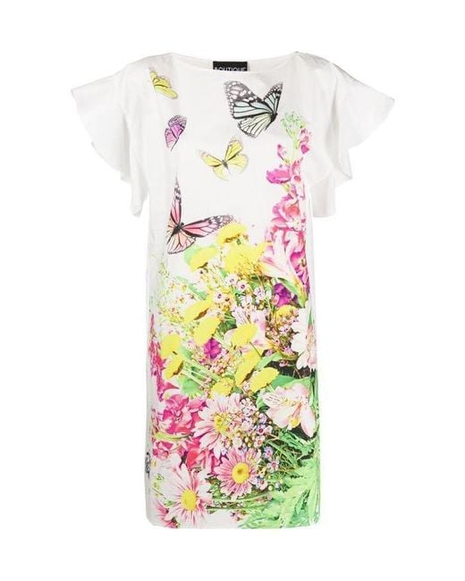 Moschino White Floral Printed Straight-Tube Dress