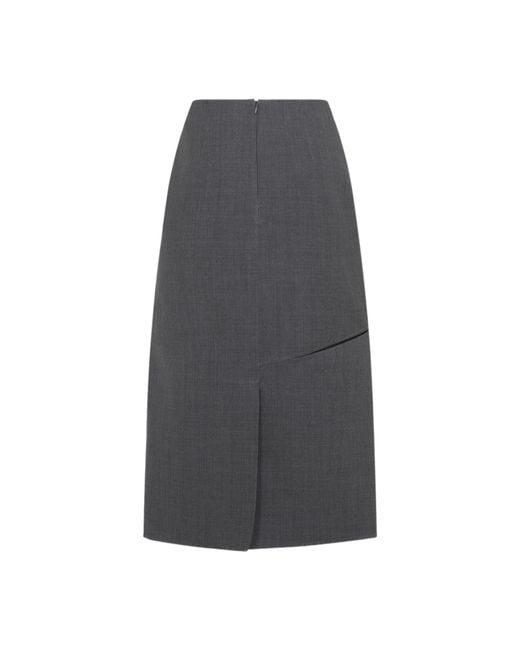 Jil Sander Gray Asymmetric Cutout Midi Skirt
