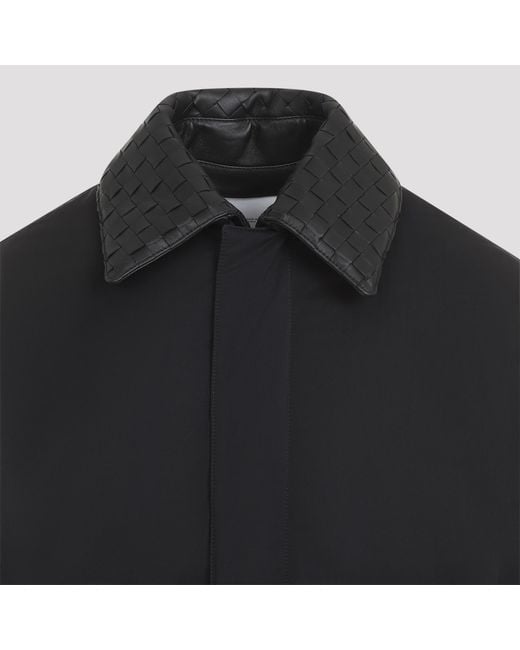 Bottega Veneta Blue Intrecciato Detailed Puffer Jacket for men
