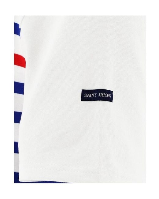 Saint James Blue T-Shirt A Righe Naval Ray