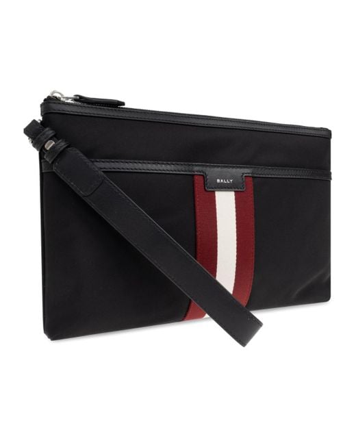Bally Black Code Zipped Clutch Bag for men