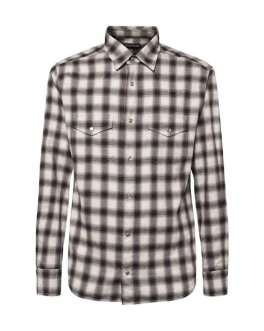 Tom Ford Multicolor Checked Blend Western Shirt for men