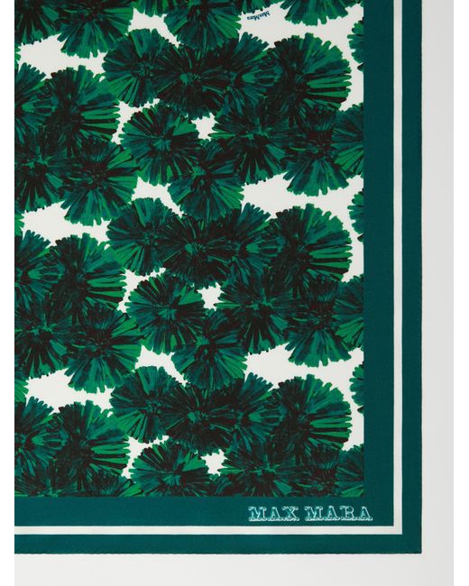Max Mara Green Printed Silk Scarf
