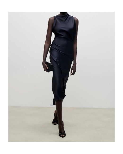 Victoria Beckham Blue Kyra Draped Midi Dress