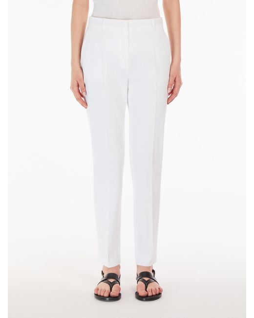 Max Mara White Studio High Waist Straight Leg Trousers