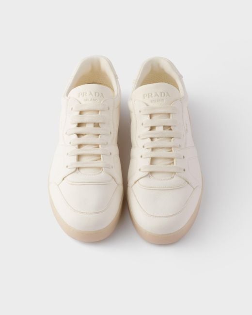 Prada White Round-Toe Lace-Up Sneakers for men