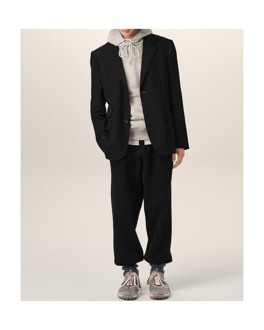 AMI Black Single Breasted Straight-Fit Wool Blazer for men