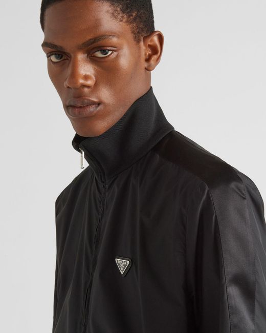 Prada Black Logo Patch Zip-Up Jacket for men