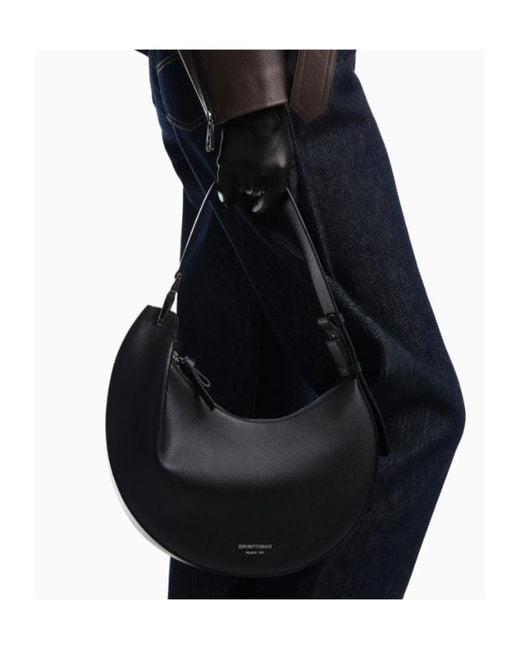 Emporio Armani Black 1981 Leather Crescent-Shape Shoulder Bag